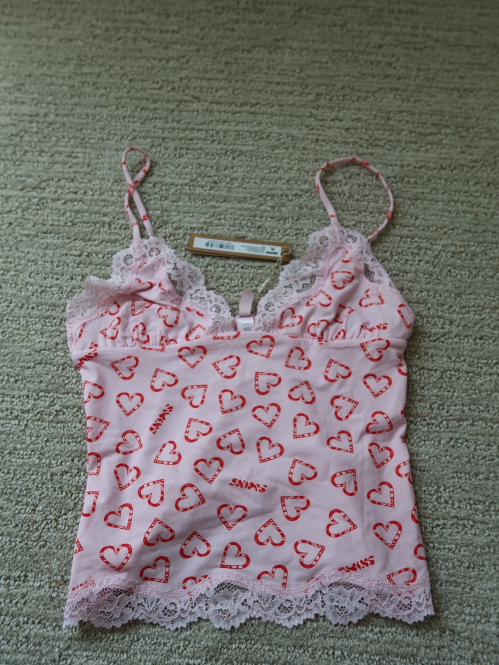 Skims fits everybody lace cami heart print NWT